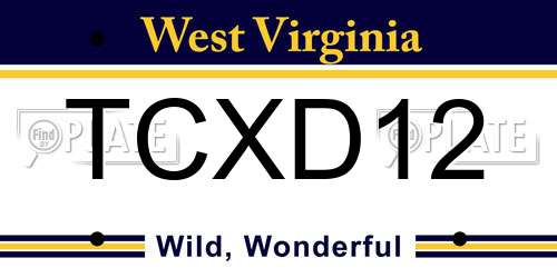 TCXD12 West Virginia License Plate
