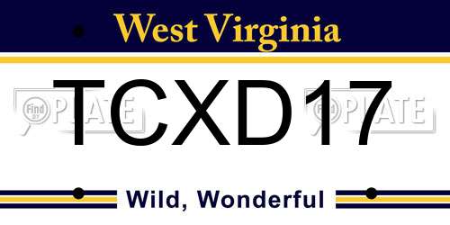 TCXD17 West Virginia License Plate
