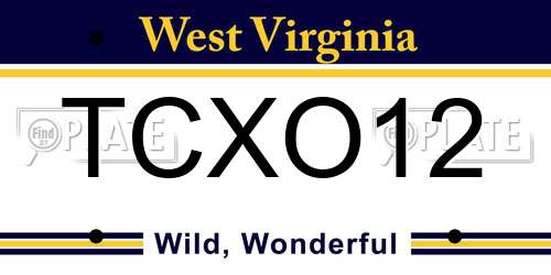 TCXO12 West Virginia License Plate