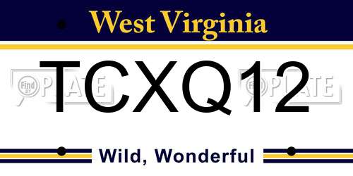 TCXQ12 West Virginia License Plate