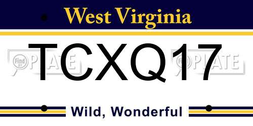 TCXQ17 West Virginia License Plate