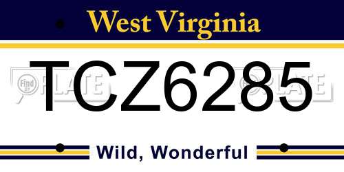 TCZ6285 West Virginia License Plate