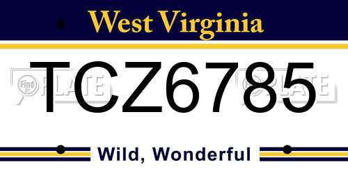 TCZ6785 West Virginia License Plate