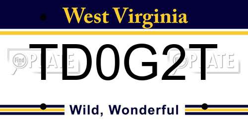 TD0G2T West Virginia License Plate