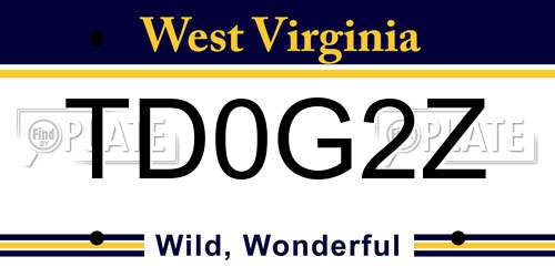 TD0G2Z West Virginia License Plate