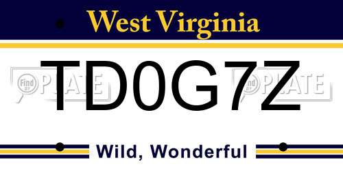 TD0G7Z West Virginia License Plate