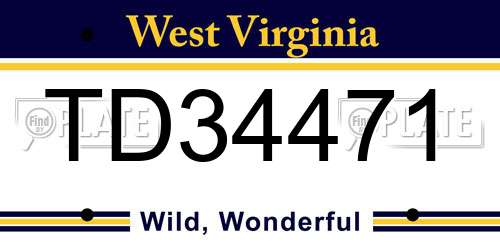 TD34471 West Virginia License Plate