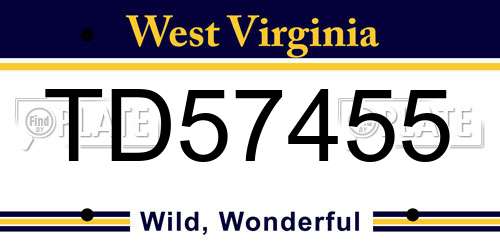 TD57455 West Virginia License Plate