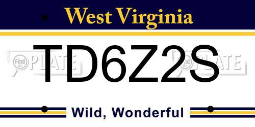 TD6Z2S West Virginia License Plate