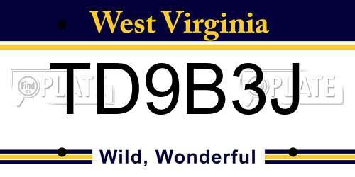 TD9B3J West Virginia License Plate