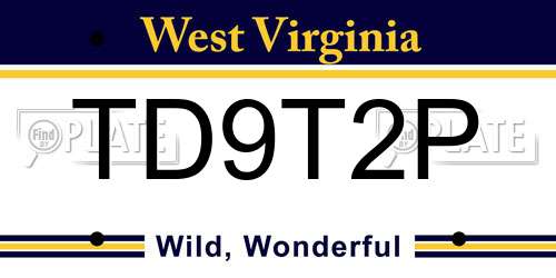 TD9T2P West Virginia License Plate