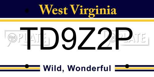TD9Z2P West Virginia License Plate