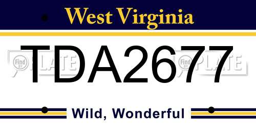 TDA2677 West Virginia License Plate