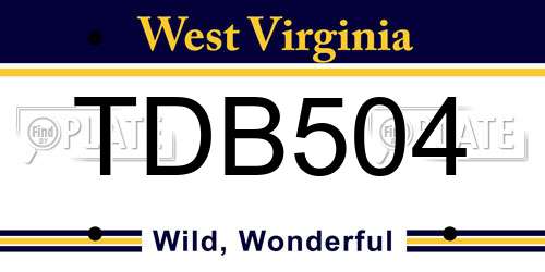 TDB504 West Virginia License Plate