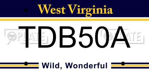 TDB50A West Virginia License Plate
