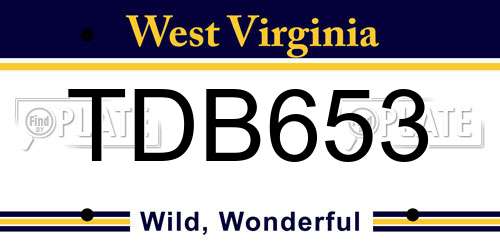 TDB653 West Virginia License Plate