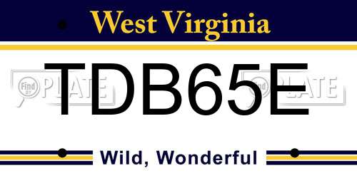 TDB65E West Virginia License Plate