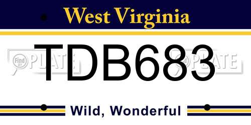 TDB683 West Virginia License Plate