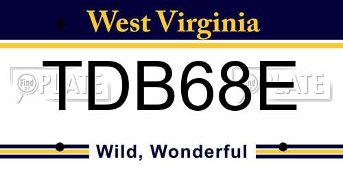 TDB68E West Virginia License Plate