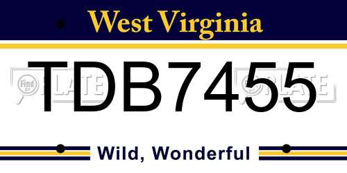 TDB7455 West Virginia License Plate