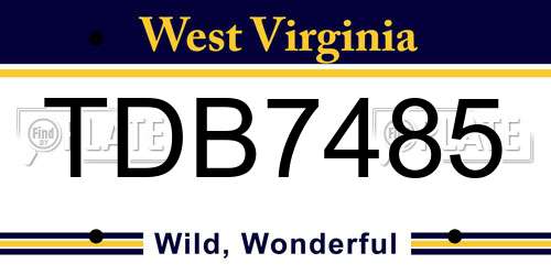TDB7485 West Virginia License Plate
