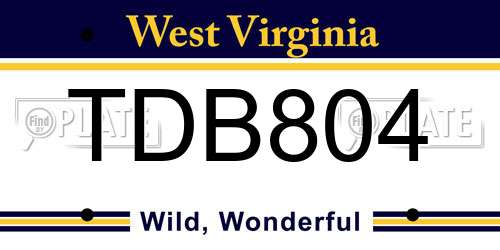 TDB804 West Virginia License Plate