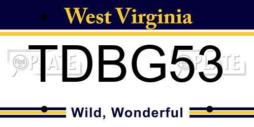 TDBG53 West Virginia License Plate