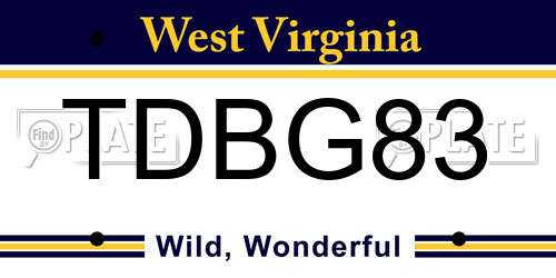 TDBG83 West Virginia License Plate