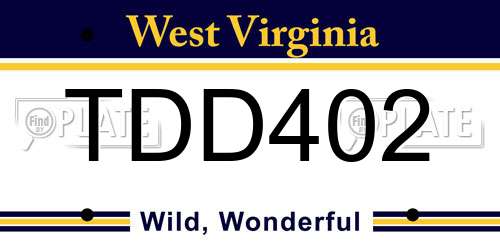 TDD402 West Virginia License Plate