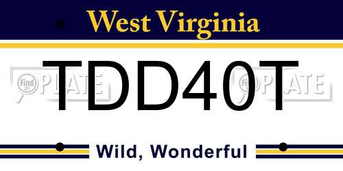 TDD40T West Virginia License Plate