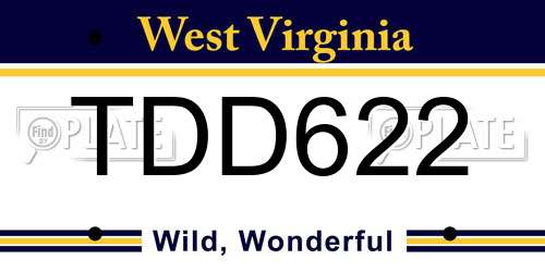 TDD622 West Virginia License Plate
