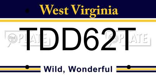 TDD62T West Virginia License Plate