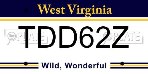 TDD62Z West Virginia License Plate