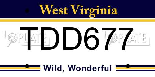 TDD677 West Virginia License Plate