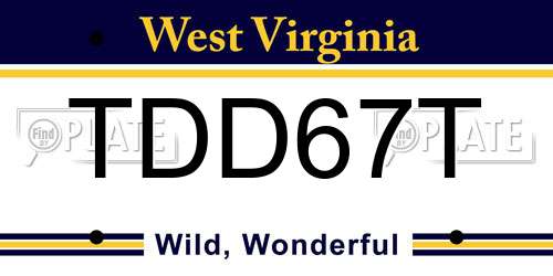 TDD67T West Virginia License Plate