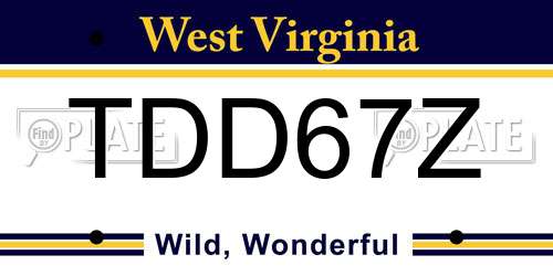 TDD67Z West Virginia License Plate
