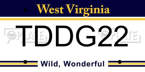 TDDG22 West Virginia License Plate