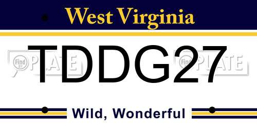 TDDG27 West Virginia License Plate