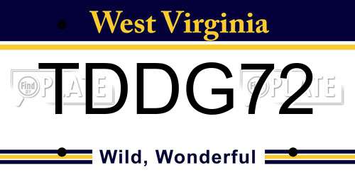TDDG72 West Virginia License Plate