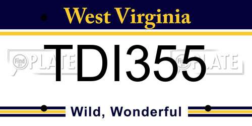 TDI355 West Virginia License Plate