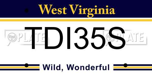 TDI35S West Virginia License Plate