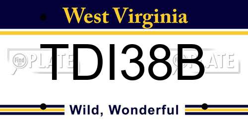 TDI38B West Virginia License Plate