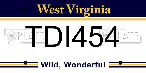 TDI454 West Virginia License Plate