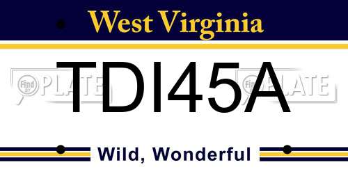 TDI45A West Virginia License Plate