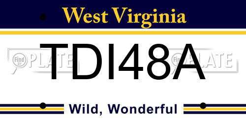 TDI48A West Virginia License Plate