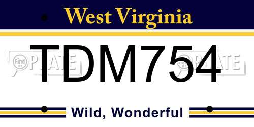 TDM754 West Virginia License Plate