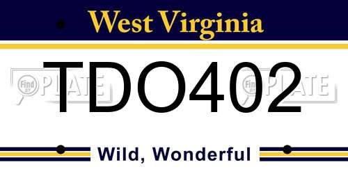 TDO402 West Virginia License Plate