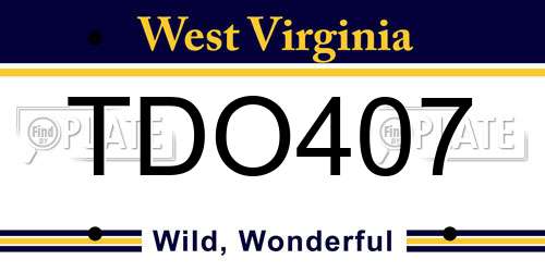 TDO407 West Virginia License Plate