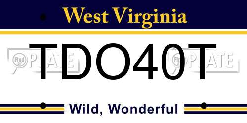 TDO40T West Virginia License Plate