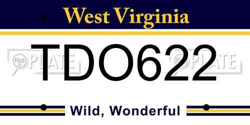 TDO622 West Virginia License Plate